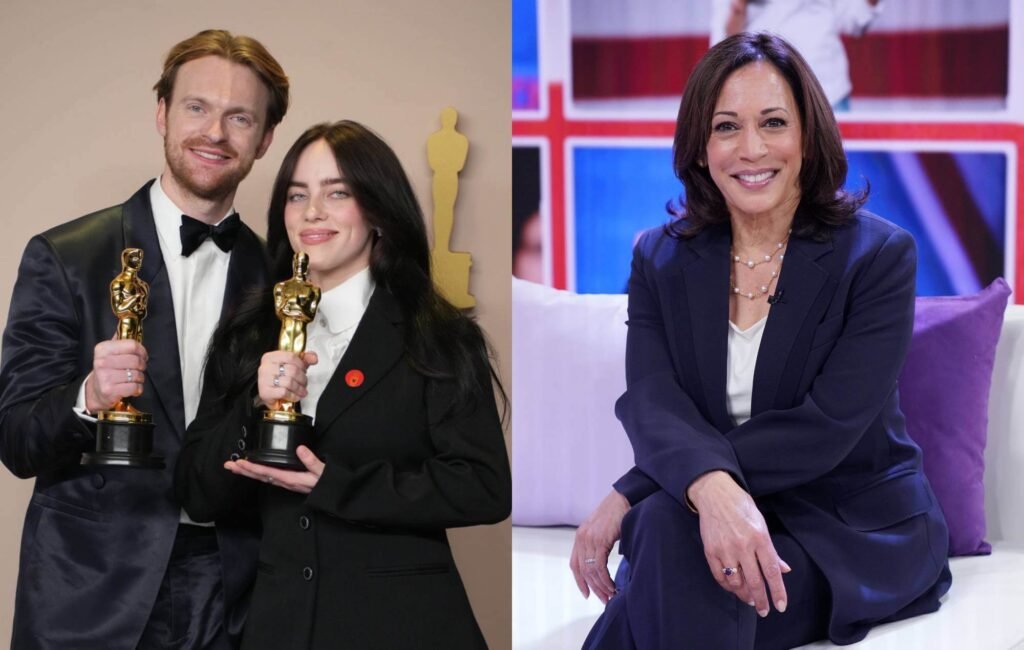 Billie Eilish FInneas and Kamala Harris 