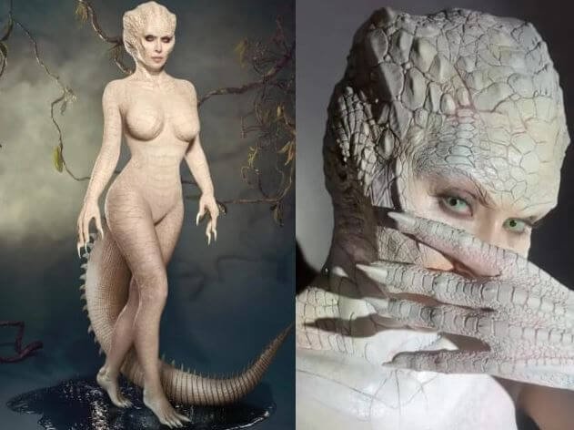 Kim Kardashian as an Albino Alligator 